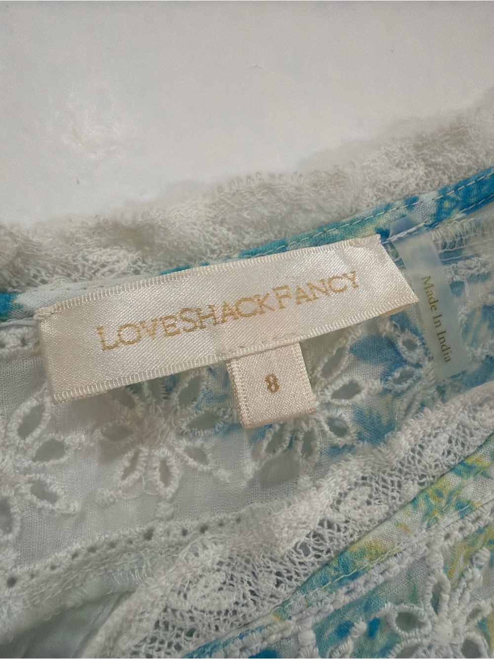 LoveShackFancy Blue Floral Lace Trim Panty